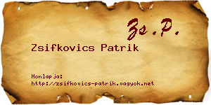 Zsifkovics Patrik névjegykártya